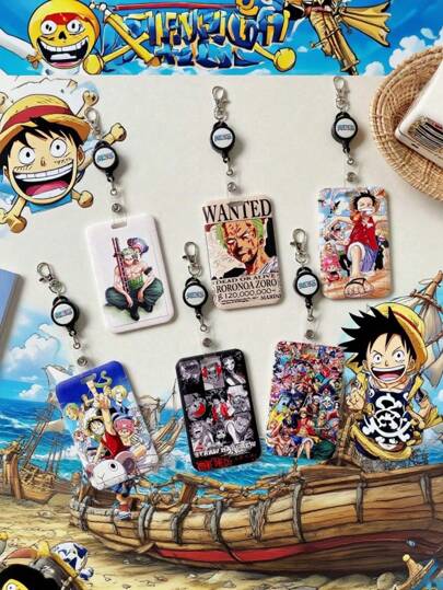 Porte-carte Pirate Joba Rufus, support de carte créatif rétractable à ouverture facile, impression délicate, protecteur de carte d'étudiant, de carte d'accès, de carte de bus, porte-clés, pendentif de sac, cadeau de rentrée scolaire