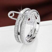 Chic Ring Multi Layer + Pin Design Paved Shining Zirconia Just Pick A Color U Prefer Match Daily Outfits Party Accessory