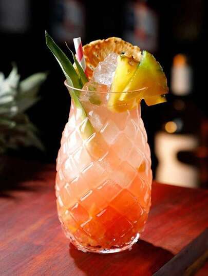 1pc Pineapple Shaped Cocktail Glass, Transparent Glass, Creative Champagne Cup, Water Cup, Juice Cup, Suitable For Bar, Pub, Club, Restaurant, Home, Beverage Container, Wedding Decoration, Christmas Decoration, Birthday Decoration, Birthday Gift, Christmas Tabletop Decor, Christmas, Christmas Decoration, Christmas Gift