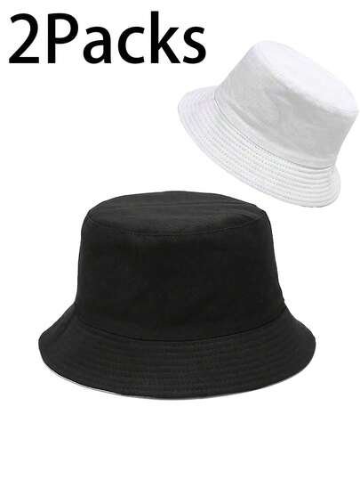 2 Packs Unisex Bucket Hat Beach Sun Hat Aesthetic Fishing Hat For Men Women Teens, UPF 50 Packable Summer Travel Beach Sun Hat,Reversible Double-Side-Wear