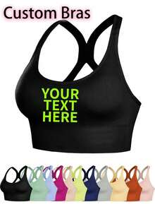 1PC Custom Women's Sexy Underwear, Can Be Customized With Personalized Text Your Name, Women's Sexy Camisole Sports Bra, Yoga Top, Women's Fitness Vest, Comfortable And Breathable Sports Underwear, Suitable For Daily Wear, Suitable For Festivals, Anniversaries, Special Gifts For Her