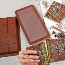 Stampo in silicone per cioccolato da 10 cavità con 4 diversi disegni, stampo a griglia rettangolare grande per cioccolato, gelatina, budino, regali, feste, stampo spesso per barrette di cioccolato, stampo grande per barrette di cioccolato, noci, knafeh