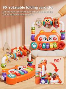 1pc Baby Fox Electronic Piano Toy, Multifunctional Early Education Intelligent Musical Toy, Suitable As Baby Gift (Color & Expression Pattern Random)