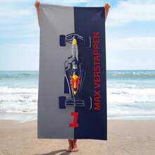 1pc Racing Design Beach Towel - Oversized Quick-Dry Microfiber With F1 Car Graphic, Team Identity - Tropical Style Pool, Camping, Travel Essentials For Swimming, Vacation Gifts, Beach Accessories, Quickdry Fabric