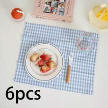 1pc/6pcs Korean Plaid Placemats, Versatile & Minimalist, Suitable For Photo Background, Tableware Decoration