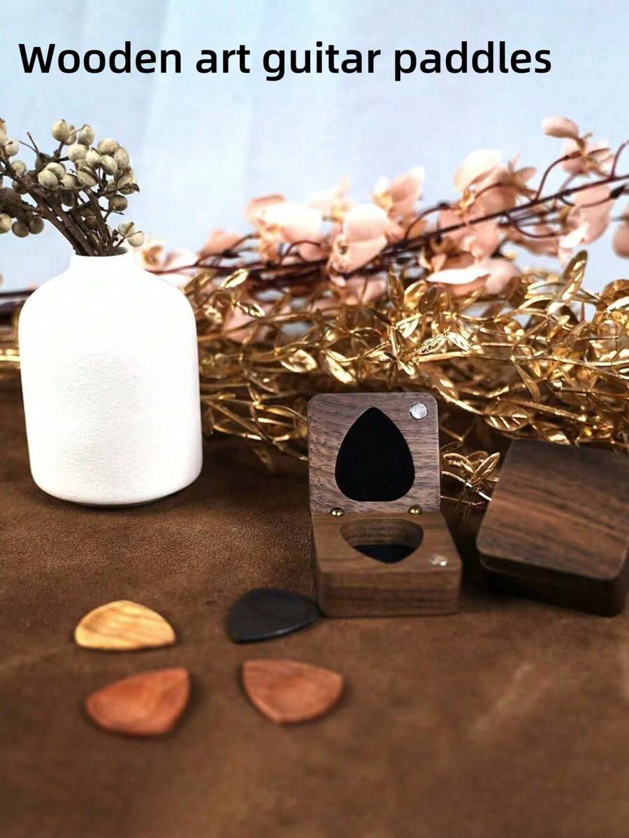 Plettri per chitarra incisi, scatola portapick in legno di noce personalizzata, scatola portaoggetti per plettri da chitarra, regalo personalizzato