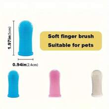 5pcs Pet Silicone Toothbrush, Soft Silicone, Effectively Cleans Pet Oral Debris, Dog & Cat Toothbrush, Pet Dental Cleaning, Suitable For Small & Large Pets, No Toothpaste, Best For Cleaning Pet Teeth. (5pcs Set: White + Blue + Pink + Orange + Dark Blue)
