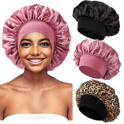 1pc Women's Night Satin Sleep Hat Curly Hair Imitation Silk Sleep Hat Wide Edge Soft Skin Friendly With Elasticity Suitable For Daily Use Wide Edged High Elasticity Women's Beauty, Hairdressing, Hair Care Hat, Postpartum Chemotherapy Hat, Color Ding Sleeping Hat Satin Hair Turban – Wide Elastic Headband For Sleeping & Hair Care New Women's Satin Solid Wide-Brimmed Sleeping Hat Unisex Head Wrap Elastic Band Cap Hair Care Bonnet Night Hat Bonnet