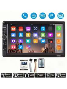 17.78 Cm Double Din Car Stereo , MP5 Media Player With A Digital Touch Screen, USB/TF/AUX Inputs, 2 Din Autoradio With Mirror Link, And Portable Media Players With IR Remote Control, Without Battery