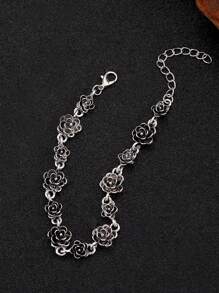 1pc Dark Punk Gothic Vintage Rose Flower Men Bracelet, New Fashion High Quality Versatile Birthday/Engagement Gift, Suitable For Daily Wear