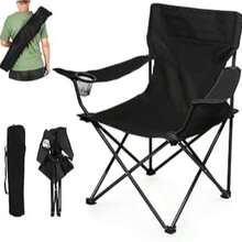 FENGSEN Folding Camping Chair For Outdoor, Garden, Fishing, Lightweight And Waterproof Camping Chair, Portable And Foldable Camping Chair - 黑色 - 查看 5