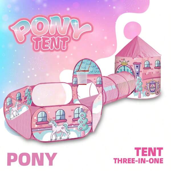 RonHam 1 Set Kids Educational Toy Tent, 3pcs Combo, Pink Unicorn Design, Imaginative Pattern To Inspire Kids, Children Playhouse, Durable Kids Game House, Ideal Gift For Boys & Girls, Outdoor Recreation Beach Toy