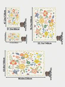 1 Piece Spring Colorful Faux Cashmere Living Room Carpet With Floral Pattern. Soft And Fluffy Area Rugs For Bedroom, Pink Home Decoration, Comfortable To The Touch, Non-Slip Washable Foldable Area Rug. It Can Be Used As Living Room Rug, Bedroom Rug, Hallway Doormat, Suitable For Different Seasons And Various Occasions In Spring, Summer, Autumn And Winter.