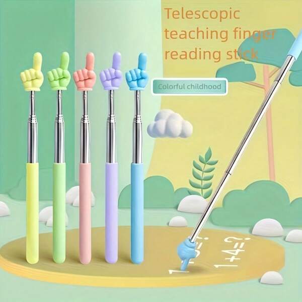 3pcs/1pc Retractable Finger Pointer, Extendable Pointer Stick For Reading Books, Teaching, Demonstration - Creative Finger Gesture Retractable Pointer, Suitable For Educational Classroom Interaction School Supplies,Back To School