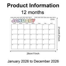 2026 Minimalist Wall Calendar, January 2026 - December 2026, Creative Cartoon Monthly Calendar, Monthly Planner, Suitable For Home & Office, Christmas & New Year Gift,Back To School,School Supplies