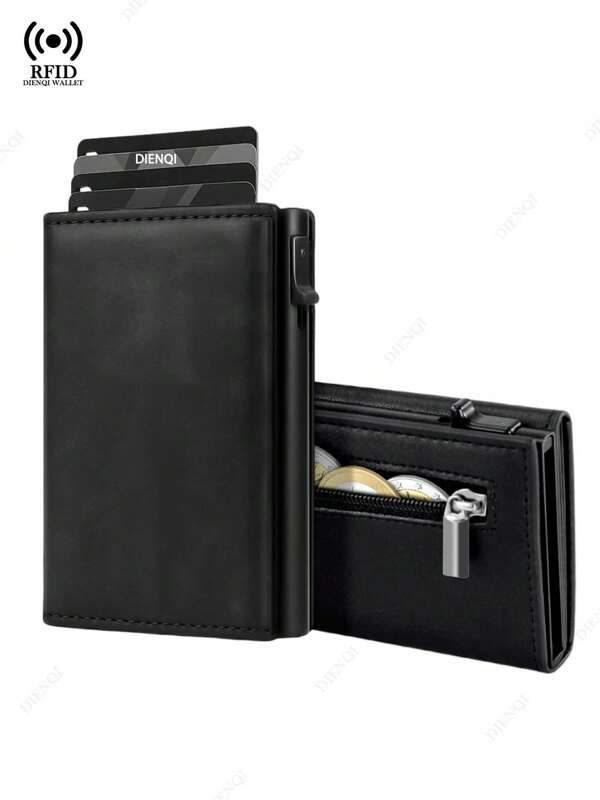Rfid Credit Card Holder Wallet Men Id Bank Cardholder Aluminium Case Slim Minimalist Walet Purse Clutch Bag Smart Wallets For Men,For Male Holiday,For Anniversary,For Birthday Gift Gift, Accessories, Gift Black Wallet