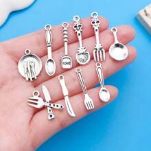 Mix 100 Pieces Of Alloy Antique Silver Tableware Charms Series Pendants Accessories, Suitable For DIY Necklace, Earring, Keychain Jewelry Making Fashion Accessories.