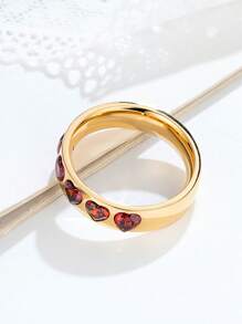 1 Stück eleganter kubischer Zirkonia Herz-förmiger Vollkreis Ring, geeignet für Damen Verlobung/Hochzeit