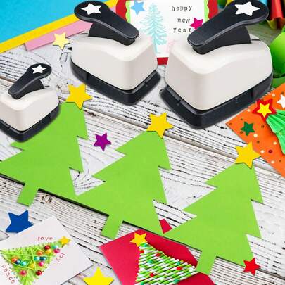 3pcs Paper Hole Punchers Cutter Star Shapes 1 Inch 2.5cm 5/8 Inch 1.6cm 3/8 Inch 9mm Punching Tool Set DIY Paper Craft Scrapbooking Fashion Daily Students Portable Suitable