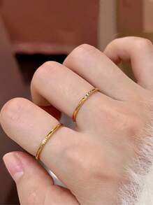 1 pieza/2 piezas/3 piezas Anillos sencillos de titanio y acero con rhinestones, anillos apilables vintage únicos adecuados para uso diario de la mujer, gran regalo para amante/amigo en días festivos