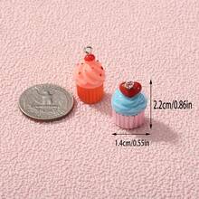 5/10pcs Cute 3D Cupcake Resin Pendant, Random Mixed, Suitable For DIY Bracelets, Necklaces, Keychains, Bag Charms, Handmade Craft Items - Multicolor - View 2