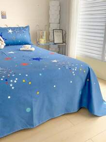 1 Pc Bedsheet, Bedding, Soft & Comfortable Mattress Protector, Valentine's Day Gift Bedsheet, Children Cartoon Love Geometry Pattern Bedsheet, Heart Shape Pattern Bedding Set, Home Decoration, Double Bed, Super King, King, Mother's Day Bedding, Washable Bedding Gift