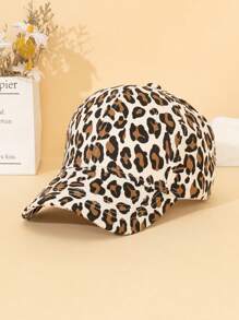1 Pc Women Fashion Leopard Print Cute Decorative Baseball Cap, Multicolor, Suitable For All Seasons
