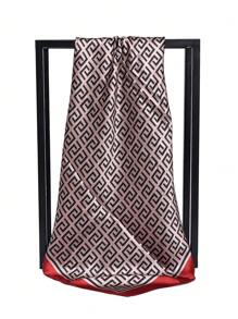 1pc Letter Print Imitation Silk Scarf, Women Square Scarves 90cm Large Scarf, Fashion Shawl, Street Wear Headband, Neck Wrap