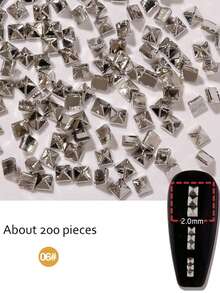 Túi 200 chiếc đinh tán trang trí móng tay bằng vàng bạc pha lê kim cương đá quý nhiều kích cỡ kim loại đinh tán móng tay phẳng đinh tán phụ kiện làm móng móng tay bùa móng tay - Nhiều màu - Xem 11