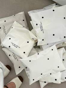 20pcs Rice White Polka Dot Express Bag School Season Graduation Season Wedding Season, Birthday Team To Send Gift Bags Thick Storage Plastic Bags Aircraft Box Clothing Bag, Suitable For .Back To School.School Suppliesschools, Offices, Transportation, Shipping And Mailing Schools - Beige Polka Dots - View 20