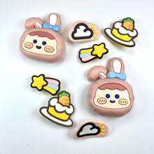 8PCS Shoe Accessories, Bunny Girl 3D Shoe Flower Buckle, Removable DIY Shoe Decorations Gift Creative Street Style PVC Soft Rubber Material, DIY Shoe Buckle, Shoe Flower Shoe Clip High-End Elegant New Shoe Buckle, Hole Shoes Accessories Slippers Children And Adults Universal Detachable DIY Cute Accessories, Can Be Matched With Any Style