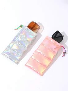 1pc Colorful Waterproof Fabric Women's Glasses Bag,Drawstring Sunglasses Storage Bag,Travel Essentials Glasses Case,Holiday Essentials Sunglasses Pouch,Mobile Phone, Change Storage Bag - Multicolor - View 3