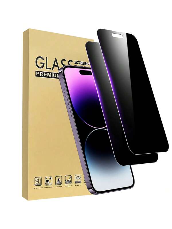 2-pack Apple Full Screen Cover Privacy Screen Protector 16 Pro Max 16 15 14 13 12 11 XR XS XS MAX 678/PLUS Privacy Screen Protector, Anti-gluur en breukvast Gehard Glas [Echte 28° Anti-gluur] [9H Hardheid] Zwarte Beschermfolie voor 6,9 Inch