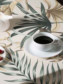 Față de masă dreptunghiulară/rotundă, impermeabilă, cu model de plante verzi din poliester, 1 buc., față de masă imprimată digital, potrivită pentru sufragerie, masă de exterior, masă rotundă mică, decor de toamnă, decor de toamnă, decor de cameră