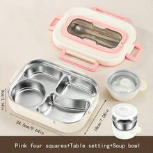 1pc 304 Stainless Steel Bento Lunch Box, Microwave Friendly, Leak-Proof, Thermal, Meal Prep Container With Dividers And Utensils, Portable Work Lunch Box, Food Storage,School Supplies - 304 Stainless Steel Compartment Lunch Box (with Cutlery) - View 13