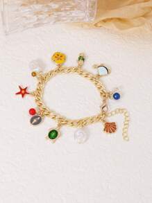1 pieza de Collar con dije de tortuga marina, estrella de mar, concha, caballito de mar y perla falsa, adecuado para usar en fiestas de playa de verano para mujeres