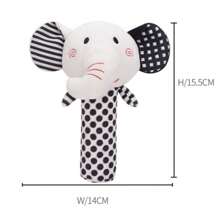 1 Pack Black & White Baby Rattles, Newborn Handcart Toys Soft Elephant & Fox Loop Toys, Hanging Type Infant Toys With High Contrast Black & White Animal Tambourine Music Toys Early Learning Toys For Boys And Girl Aged 0 3 6 12 Months, Gift
