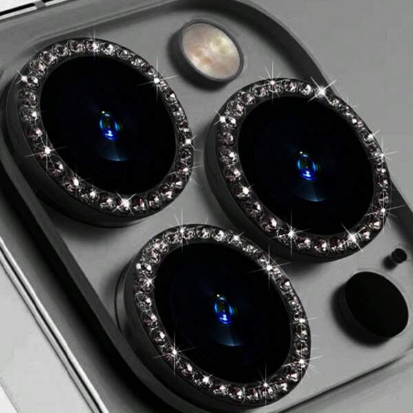 3 Stück Metalllinsenschutzring kompatibel mit iPhone 16 15 14 13 11 12 Pro Max Mini Kameraobjektiv Schutz, kompatibel mit iPhone 11 14 Pro Max, Geschenk für Geburtstag, Familie, Freunde, funkelnder Kristall, Objektivschutz, Handyzubehör