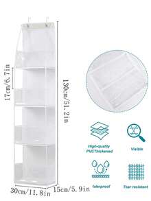 1pc Pink Hanging Storage Bag, 4-Tier Room Organizer Rack, Transparent Plastic Pockets On Back, Unique Bow Pattern Storage Rack, Suitable For Nursery, Dolls, High Capacity Storage, Applicable To Wardrobe, Bedroom, Bathroom, Office, Dorm And Other Necessities - Multicolor - View 14