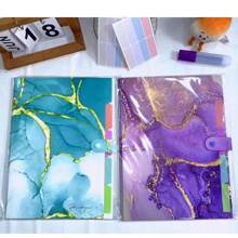 Stylish Funky File Organizer With 5 Pockets And 16 Labels, Natural Marble Expanding File Folder, Make Your Study, Life And Work Be Different - 8 Patterns Optional Back To School,Back To School,School Supplies