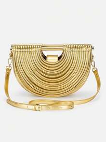 2025 手工编织PU新月形女士包，时尚个性高端单肩斜挎包，竹节手工编织晚宴包