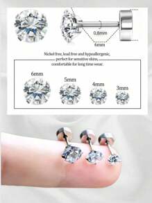 2/8 piezas Aretes con tachas de acero inoxidable hipoalergénico con CZ transparente incrustado, 20G rosca interna Labrete Medusa Conch Trago, 3mm 4mm 5mm 6mm, decoración de joyería de piercing para mujeres y hombres