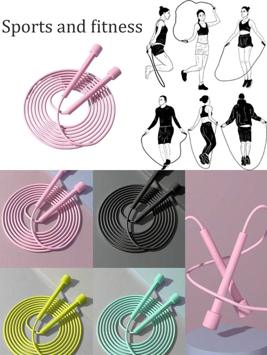 2Pcs Adjustable Pink Fitness And Weight Loss Skipping Rope - Durable, Solid Color, Perfect For Exercise And Body Shaping, Gym Accessory - Multicolor - View 1