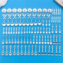Mix 100 Pieces Of Alloy Antique Silver Tableware Charms Series Pendants Accessories, Suitable For DIY Necklace, Earring, Keychain Jewelry Making Fashion Accessories.