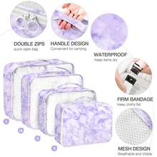 8 Set Travel Essentials, Suitcase Organizer Bags, Packing Cubes, Storage Bag, Travel Organizer Bags, Vacation Essentials, Travel Accessories, Cruise Essentials, Beach Essentials, Purse Essentials, School Supplies, Suitable For Organization And Storage - 紫色大理石 - 查看 4