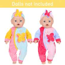 16-18 Inch Baby Doll Clothes, Pink & Blue Butterfly And Pink & Blue & Yellow Romper Outfits For Children's Dress Up Play, Holiday Gift (Doll Not Included) - Multicolor - View 4
