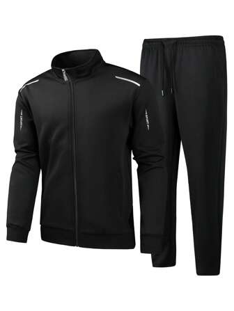 男友风格男士新款运动户外运动服套装，包括运动衫夹克 + 裤子，秋冬套装