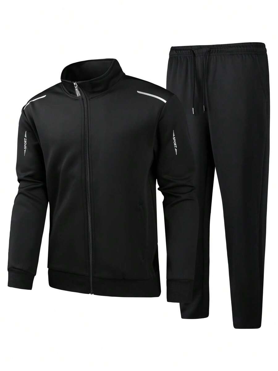 New Sports Outdoor Tracksuit Set For Boyfriend Style Men, Includes Sweatshirt Jacket + Pants, Autumn/Winter Suit