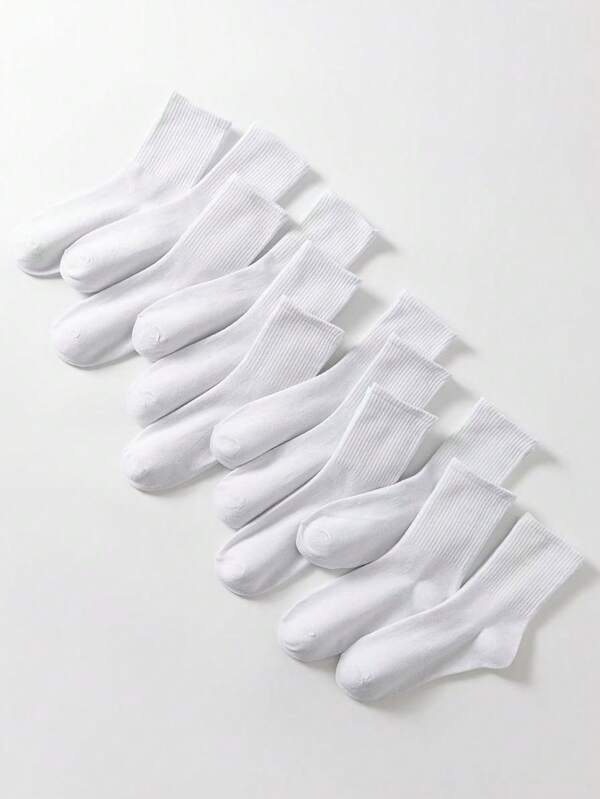 12 Pairs Women All-Match Striped Crew Socks, Simple, Versatile, Breathable, Moisture-Wicking, Odor-Resistant