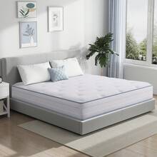 Pocket Spring Mattress (Height 20/22 Cm) 90x200/120x200/140x200/160x200 7-Zone Orthopedic Mattress With Comfort Foam, Fabric With A Soft Surface, Mattress For Adults, Medium Firmness (H3) - Xanh và trắng - Xem 3